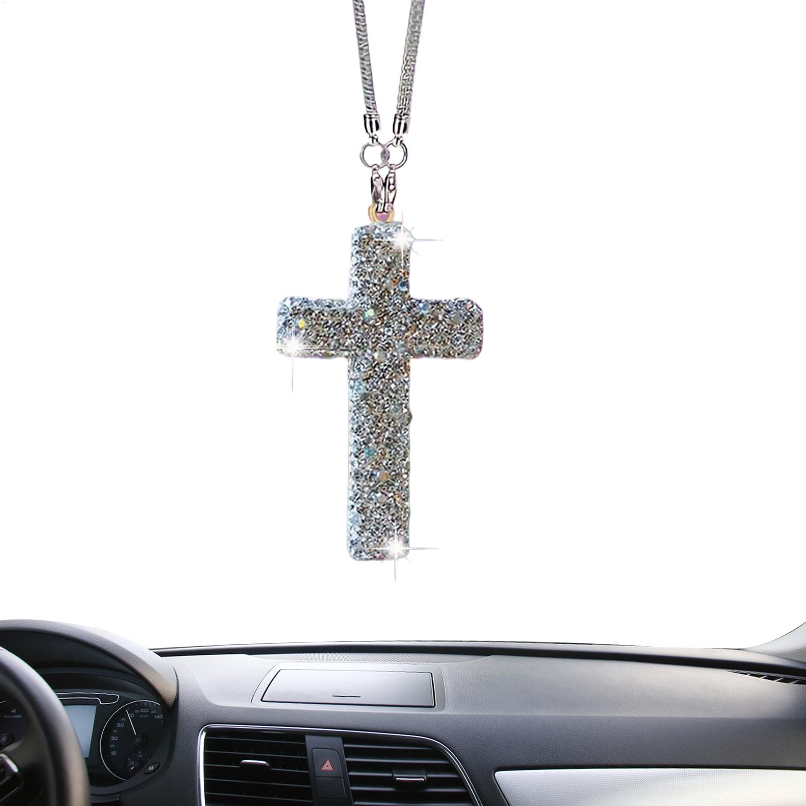 Car Accessories For Women - Car Pendant Cross Crystal Rhinestone For