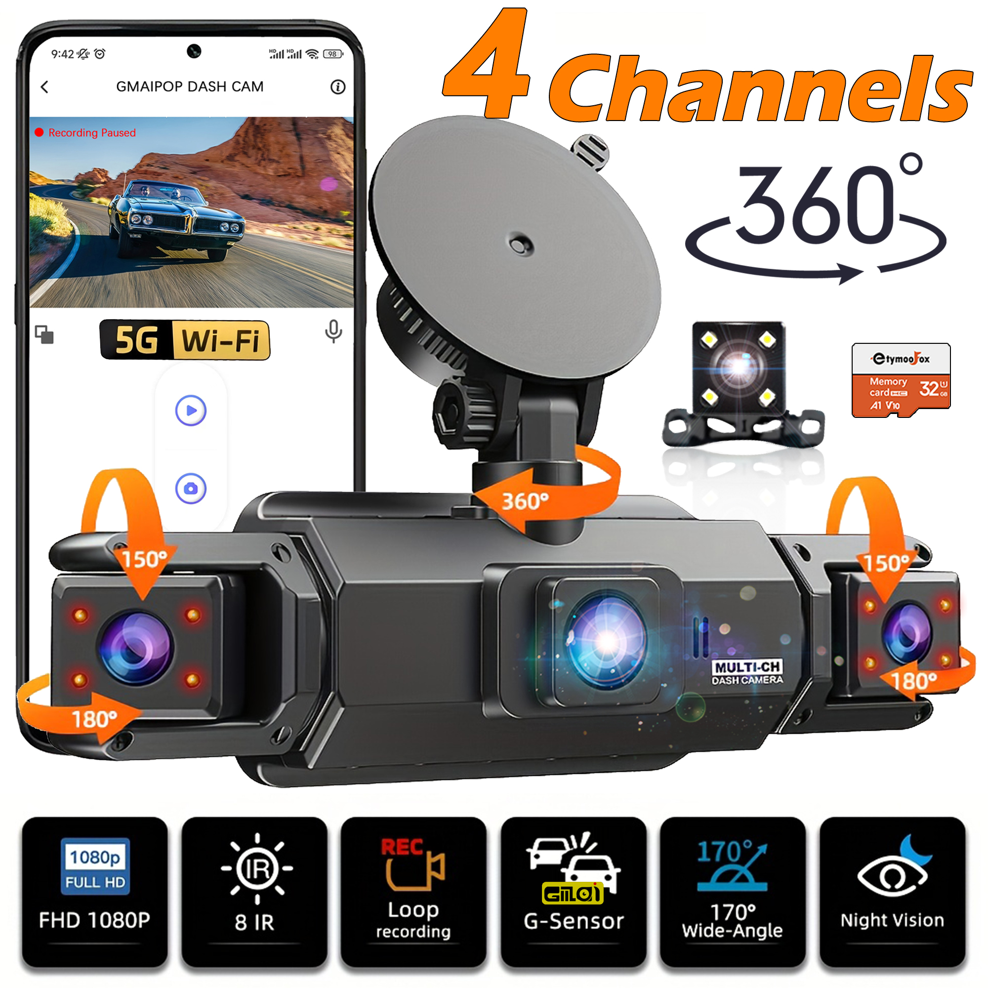 Car 4Ch Dash cam 360° WIFI Vid – Car Accessories Thailand Bewertung und Preis
